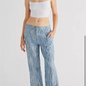 Free People Marla yarn dye stripe raw hem trouser